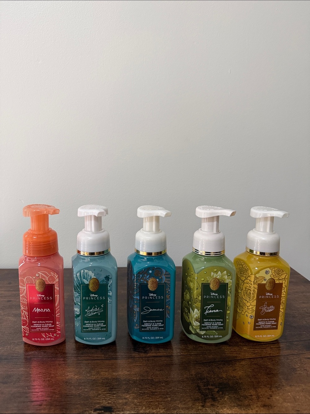 EMPTY Bath & Body Works Disney Princess Lot Foaming Soap Dispensers Bottles USED